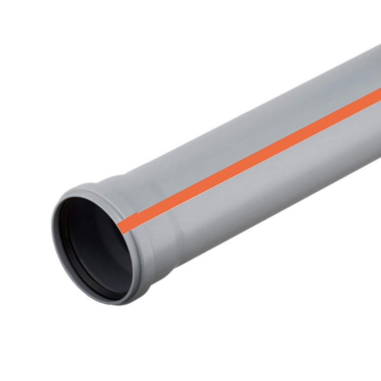 Труба PP-H с раструбом серая OPTIMA Дн 50х1,5 б/нап L=1,0м в/к VALFEX 220500100